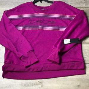 {NWT} BEBE STRPE LOGO WOMEN'S CREW SWEATSHIRT SZ XL